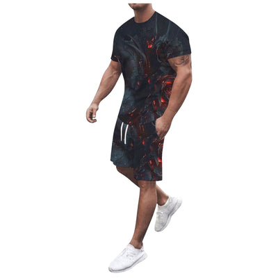 Two-Piece Running Summer Men's Outdoor Size Suit 3D Large Fitness Men Suits & Sets