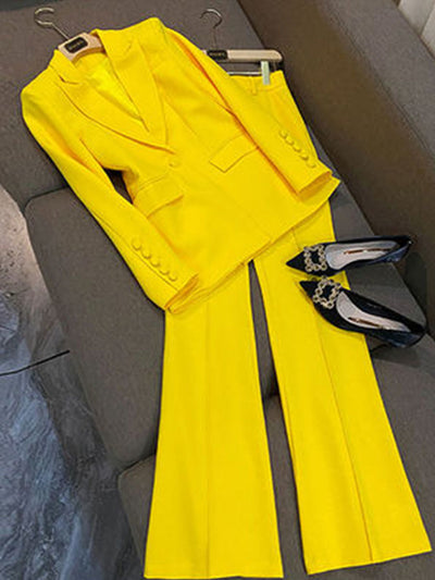 Fashion Brand Star Autumn New Fashion Temperament Workplace Women's Suit Long-Sleeved Jacket + Straight Trousers Two piece sets