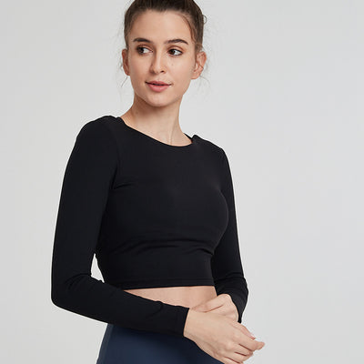 Fashion Yoga Shirt Autumn Women Sports Beautiful Back Long Sleeve Fitness Yoga Sportswear Shirt