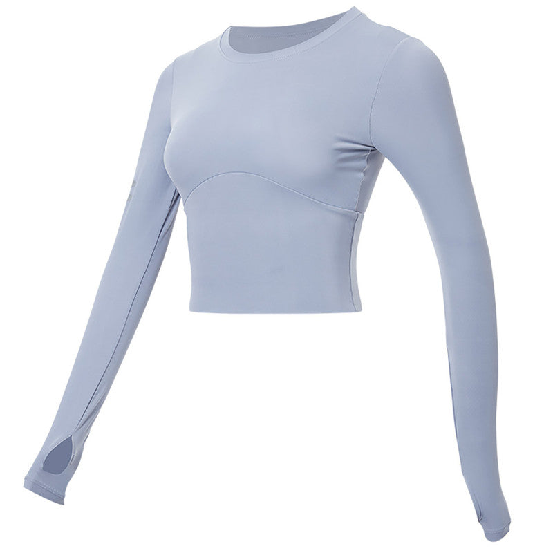 2021 Women Gym Yoga Shirts with Padded Long Sleeve Sports Workout Cropped Tops Slim Fitness Training Jogging T-shirts Reflective