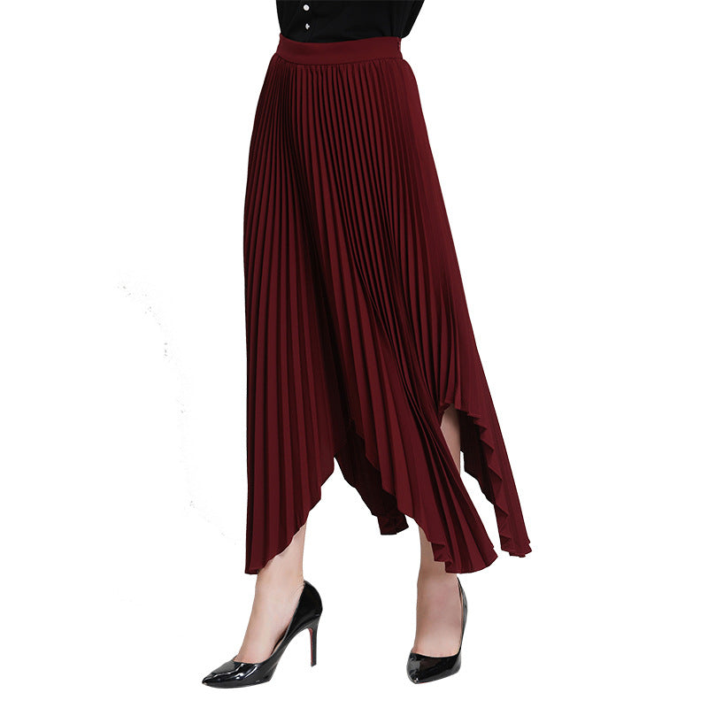 Boollili Summer Long Women&#39;s Skirt Elegant Pleated Skirt Wine Red Spring Skirts Womens Korean Faldas Mujer Moda 2021