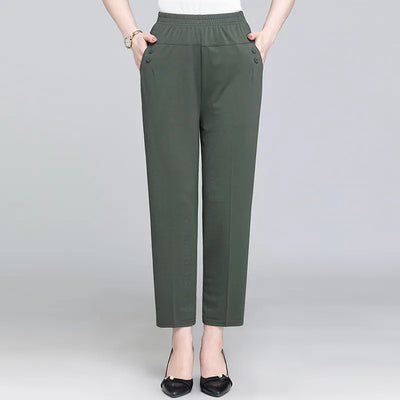 Summer Thin Nine-point Pants 2022 Fashion Loose High-waisted Straight-leg Pants Middle-aged Mother Wear Large Size Casual Pants