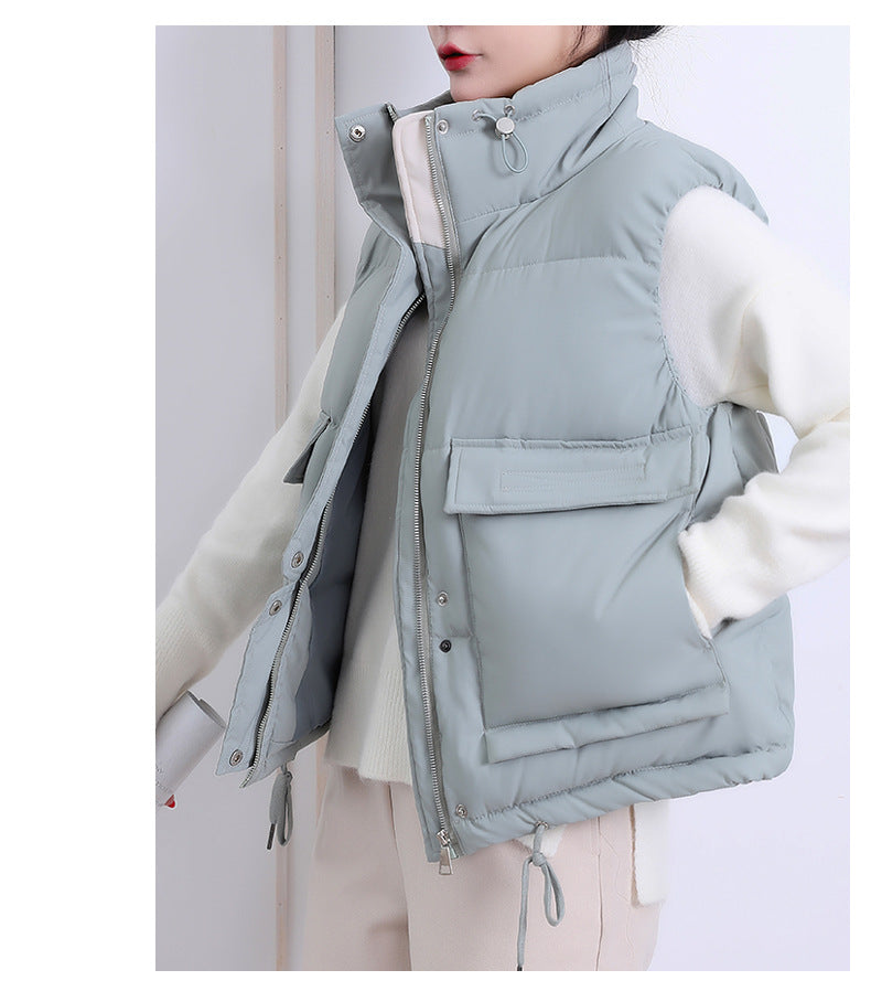 Large pocket casual cotton vest women&#39;s jacket for fall/winter 2021 new Korean short cotton vest cardigan vest Y536