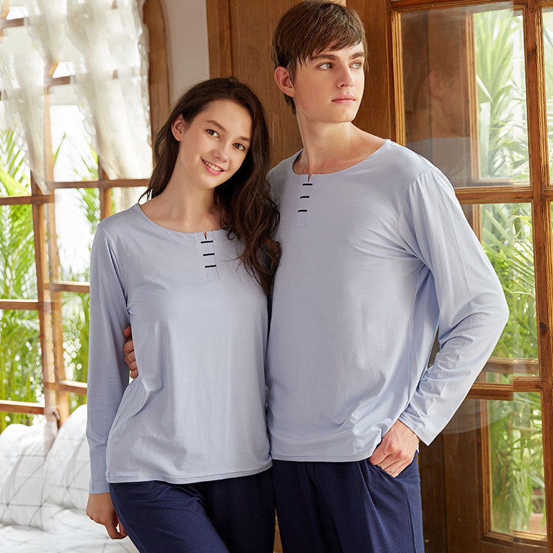 Autumn Winter Cotton solid color Men&#39;s Pyjamas Pajamas Set Casual Male Sleepwear Pyjamas Night couple Pijamas 3XL Homewear