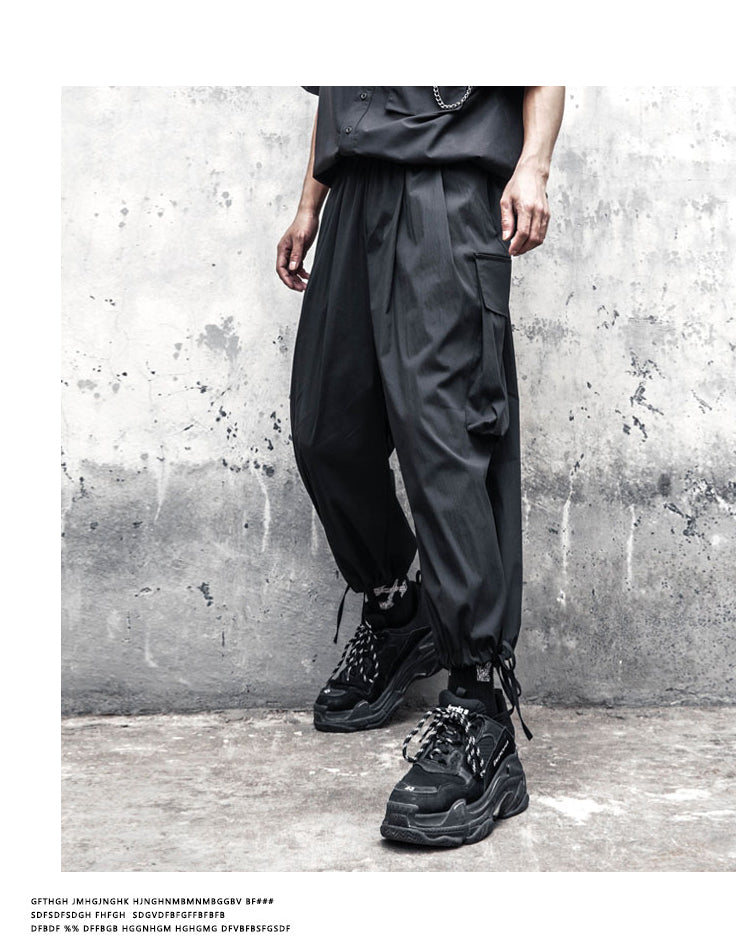 Men&#39;s Black Casual Pants Large Casual Spring And Summer New Casual Men&#39;s Summer Thin Loose Fashion Lantern Pants Wide Legs