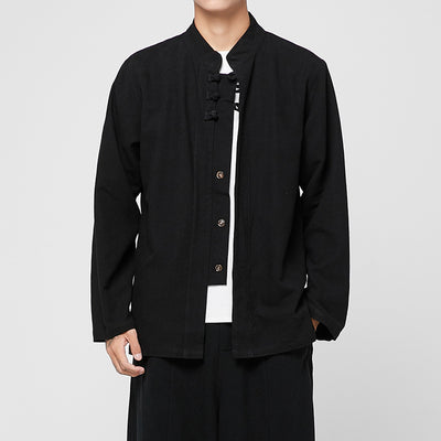 Men Chinese Style Qipao Tee Tops Oriental Tang Suit T-Shirt Casual Blouse  Suit Tai Chi Coat Japanese Cardigan Streetwear
