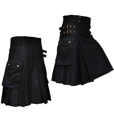 Mens Fashion Casual Scottish Style Solid Pocket Pleated Skirt Casual Track Pants Toddler Sock