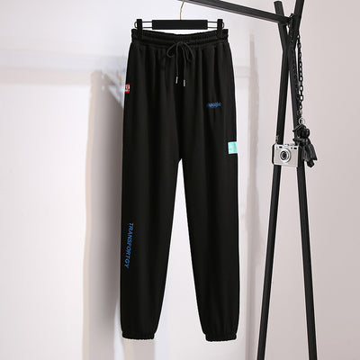 New 2022 Ladies Spring Autumn Plus Size Jogger Pants For Women Large Cotton Black Gray Belt Sports Trousers 3XL 4XL 5XL 6XL 7XL