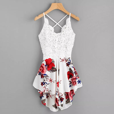 30H Fashion Bohemian Jumpsuit Floral Print Sexy Rompers Short Overalls Top Macacao Feminino Women Clothes 2021 Beach Playsuit