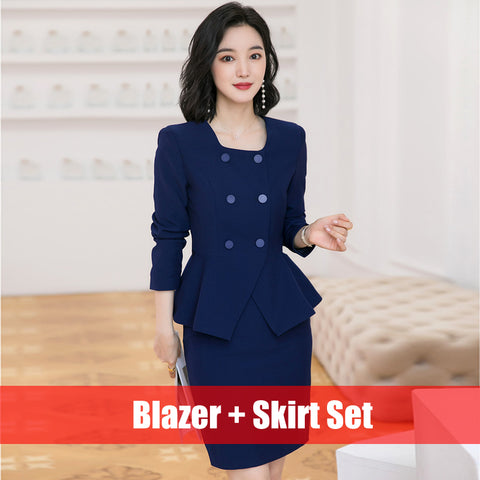 Fashion White Blazer Women Business Suits Ladies Skirt and Jacket Sets Work Wear Office Uniform Styles