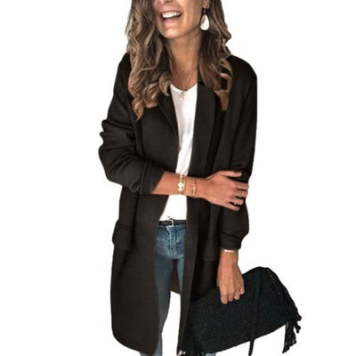 Office Lady Blazer Women Autumn Long Sleeve Suit Coat Solid Color Slim Fits Jacket Outerwear For Business