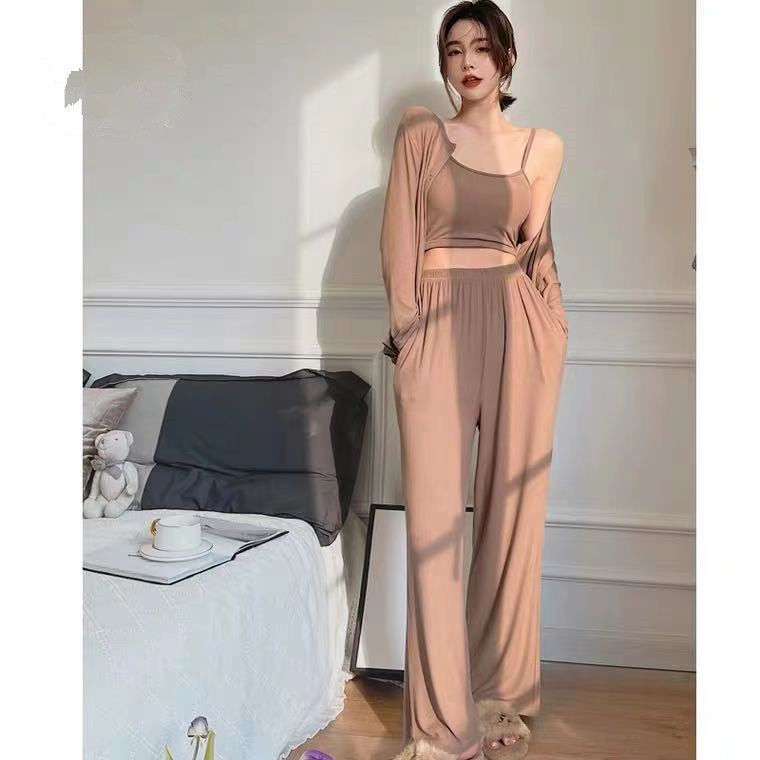 Fashion Casual Wrop Pullover Tops + Wide Leg Pants Sports Suits Women Spring Elegant Loose Homewear Suits Lady Soft Sportswears