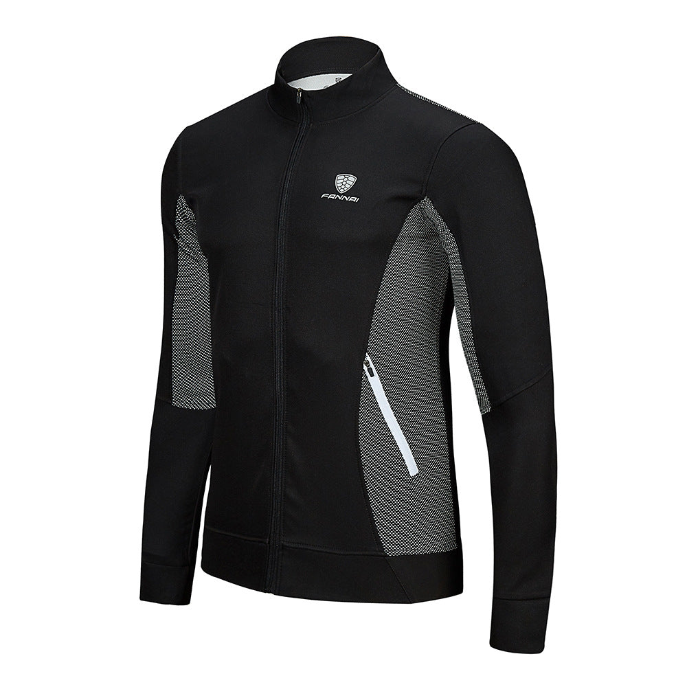 FANNAI Spring Autumn Men's Running Jacket with Full Zipper Outdoor Sport Jackets Reflective GYM Fitness Training Coat Sportswear