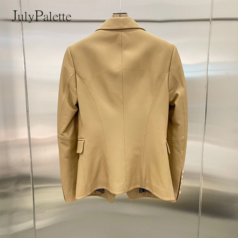 Julypalette Genuine Leather Jacket Women 2022 Spring  Style Single-breasted Real Sheepskin Jacket Ladies Sheep Leather Coats