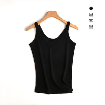 Bottoming Shirt Cotto U V Collar Two Wear Spring Summer Women Inner Camisole Vest Solid Color Sleeveless Korean Outside Sexy Top