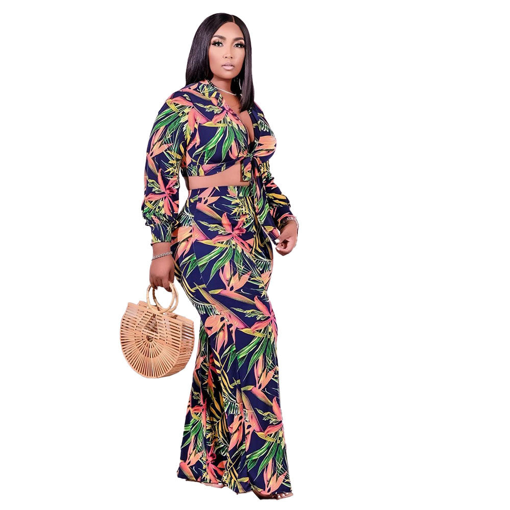Professional Leisure Plus Size Women Clothing Two Piece Set 3x African Clothes for Womens Simple Printing Wholesale Dropshipping