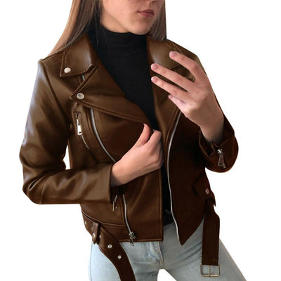 Lady Coat Fabulous Skin-friendly Biker Jacket Wear Resistant Women Jacket