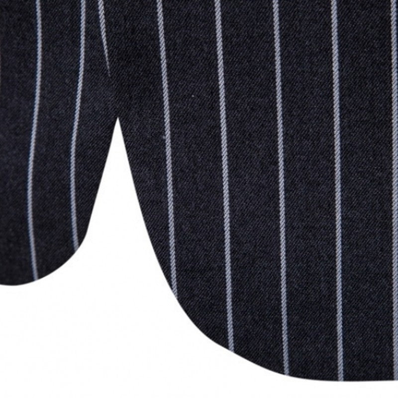 Spring Fashion Striped Men Single Button Slim Fit Suit Jacket Brand Casual Black Grey Blazer Coat Masculino Plus Size