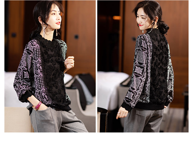 loose patchwork blouses women full sleeve printed tops blusas mujer womens tops and blouses