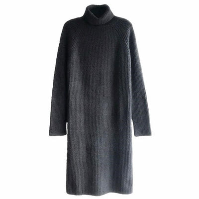 Turtleneck sweater women&#39;s autumn and winter mid-length loose 2022 new Korean version knitted bottoming dress women&#39;s thick coat