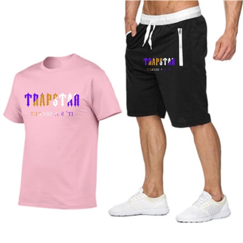2022 New Trapstar Men&#39;s Clothing T-shirt Sportswear Sets Harajuku Tops Tee Funny Hip Hop Color T-shirt Beach Casual Shorts Set