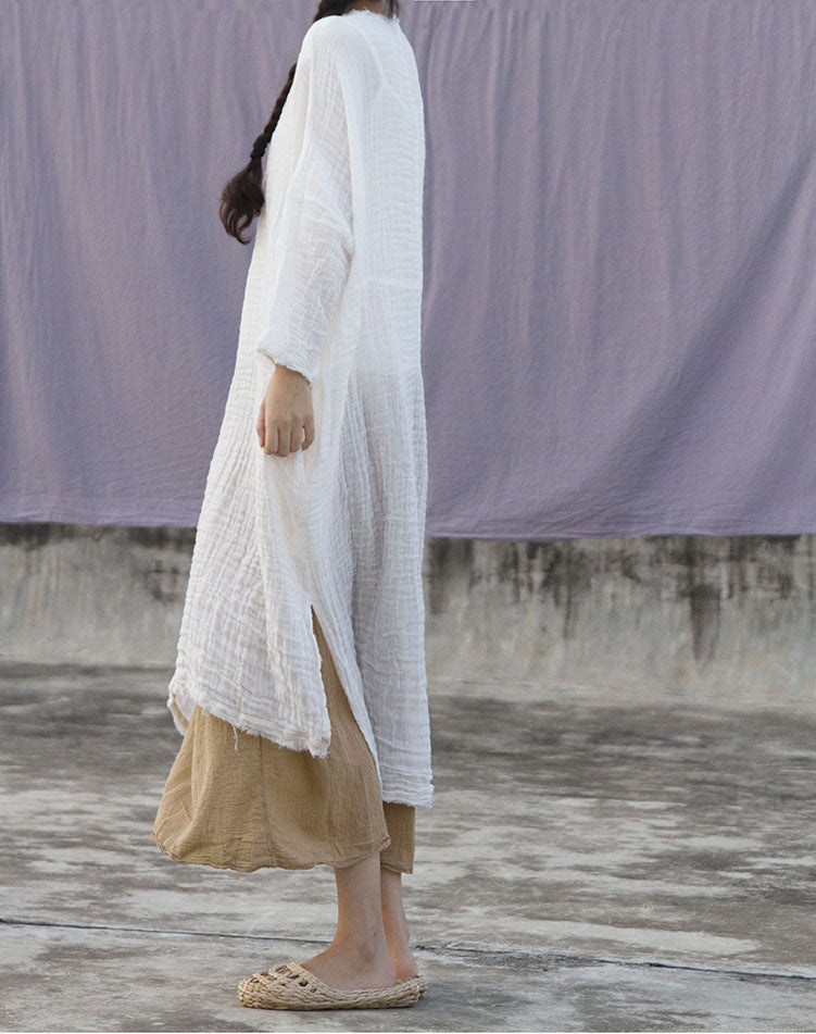 2022 New White Irregular Elegant Vintage Women Dresses Long Sleeve Solid Color Pullover Japanese Dress Spring BC490