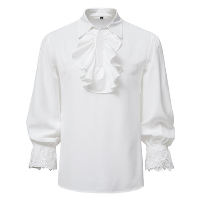 New Men's Renaissance Steampunk Ruffle Medieval Halloween Costume Elegant Gentleman