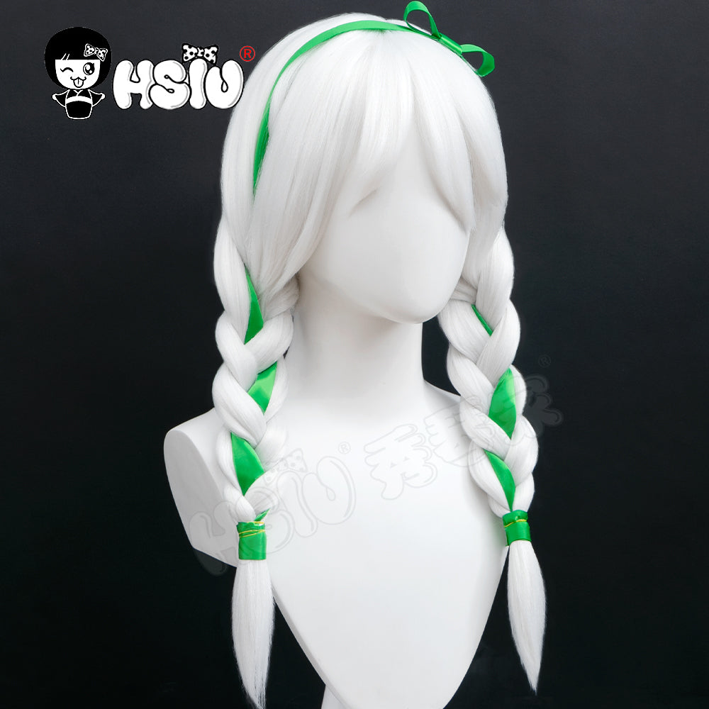 Sky Children Of Light Cosplay Wig HSIU White Double Ponytail Long Hair Free Brand Wig Cap Green Hair Accessory Sky Cosplay