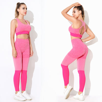 Women&#39;s Yoga Set Tracksuit Female Clothing New Seamless Sportswear High Waist Leggings Sports Bra Top Fitness Workout Outfit