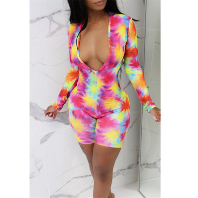 2021 New Women's Lady Sexy V Neck Romper Bodycon Casual Jumpsuit Romper Long Sleeve Shorts Leotard Home Wear Tracksuit Playsuit