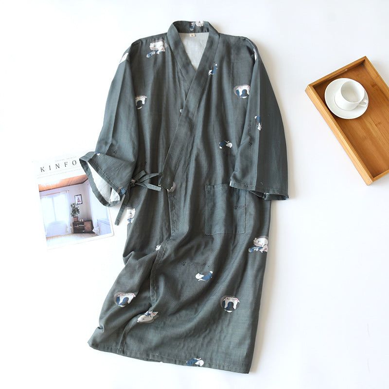 New Cartoon Women Pajamas Robe Kimono Spa Dress Japanese Summer  Cotton Gauze Pajamas Nightgown Ladies Homewear Pajamas