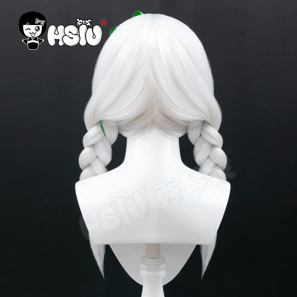 Sky Children Of Light Cosplay Wig HSIU White Double Ponytail Long Hair Free Brand Wig Cap Green Hair Accessory Sky Cosplay