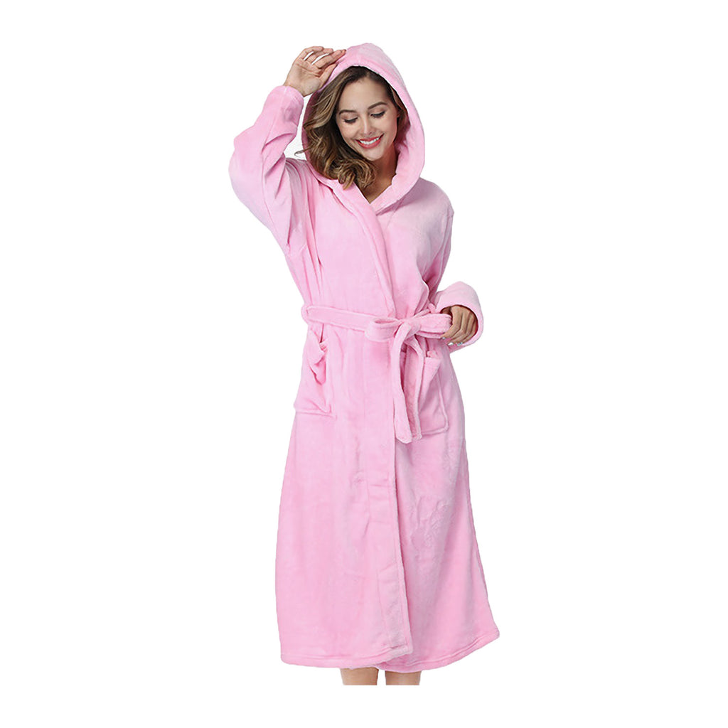 Women and Men Flannel Bathrobes Winter Warm Long Coral Fleece Bathrobe Kimono Cozy Sleepwear Dressing Gown Pajamas