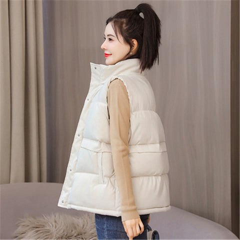 Plus size M-3XL 2021 New Winter women Vest Coat Solid Turn Down Collar sleeveless Thicken Warm Zipper padded Vest Jacket H68