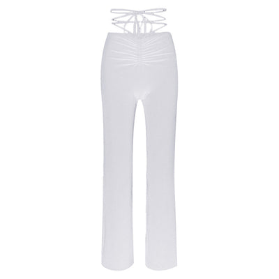 Vangull High Waist Hin Thin Bandage Straight Pants Female High Quality Activity Trousers Hipop Street Leisure Party Pants
