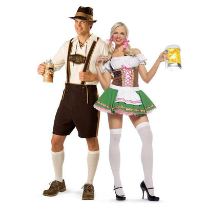 Men Oktoberfes Costumes Men Beer Festival Suit Beer Men Cos Waiter Suit Top Shorts Hat Set Halloween Cosplay Costumes