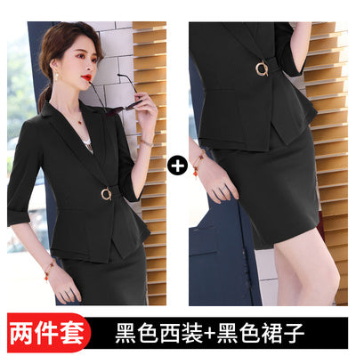 Summer Half Sleeve Fashion Suit Skirt Business Women's Clothing Shower Shop Work Clothes Office Formal Suit Professional Skirt S