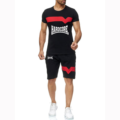 HARDCORE 2022 Men's New Summer Hot Sportswear Cotton Short Sleeves Fashionable Breathable Casual T-shirts Shorts Two Pieces Suit