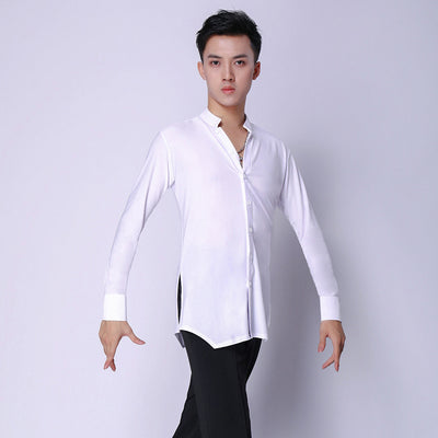 Adult Man Boys Latin Dance Shirt Tops Standard Ballroom Dancing Practice Clothes Salsa Waltz Tango Samba Dance Shirt Costumes