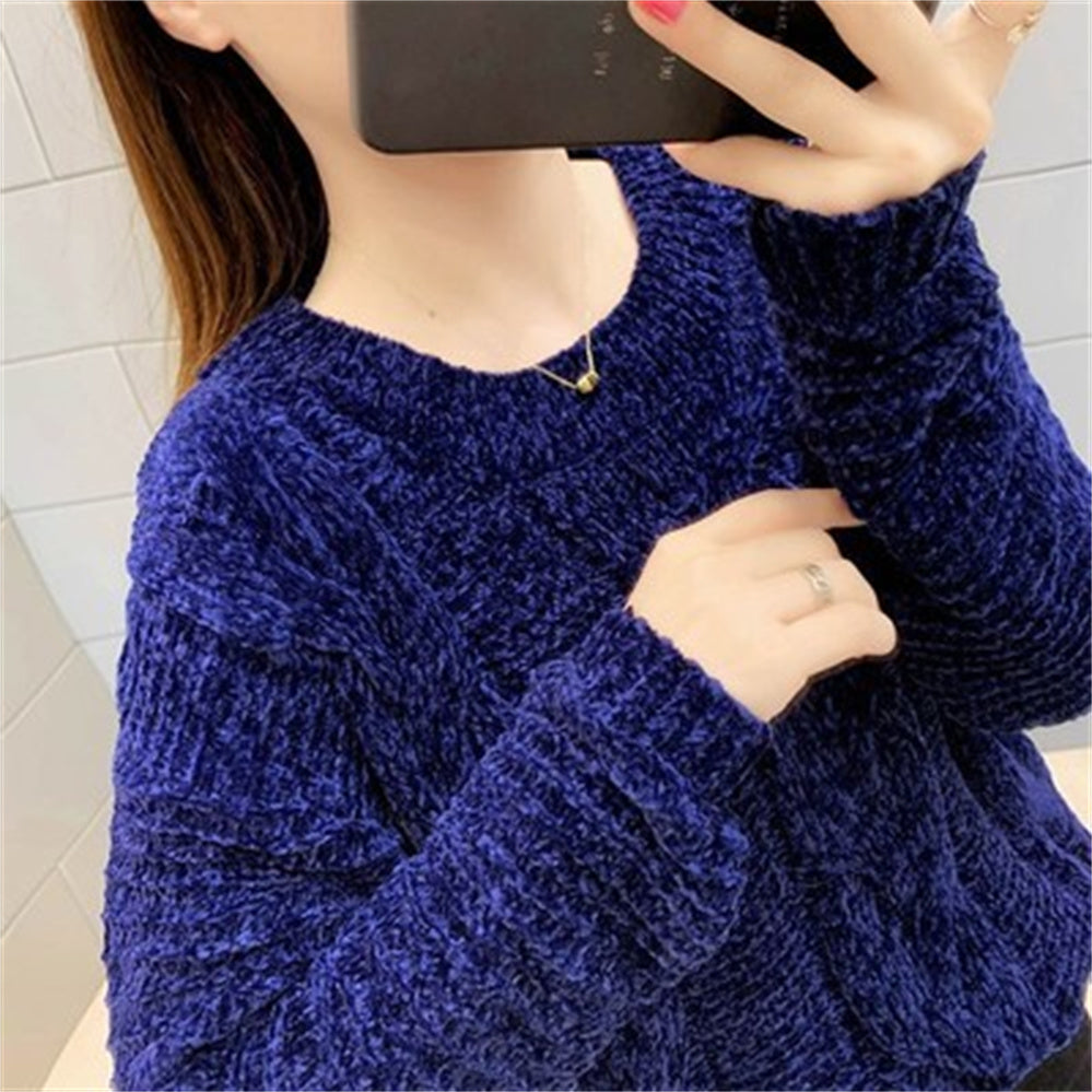 Retro Women Sweater Pullovers Knitted Casual Solid O Neck Female Loose Soft Tops Long Sleeve Sweaters Warm Pullover Autumn H1198