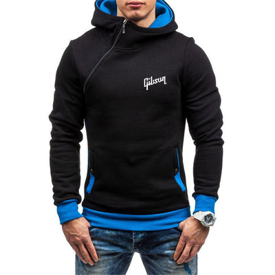 Gibson Printing New Hooded Men Multicolor Pullover Diagonal Zipper Hoodies Autumn Winter Casual Jackets Hoody Sweatshirts