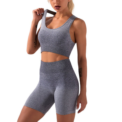 SEBOWEL Women&#39;s Seamless Workout Set 2 Piece Outfits Active Shorts Sexy Tie-Dye Sports Bra Top + High Waist Shorts Tracksuit