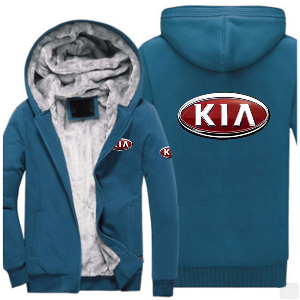 2022 KIA MOTORS Print Fleece Hoodies Sweatshirt Winter Thicken Warm Zipper Men&#39;s Hooded Coat Sport Male Streetwear Sweatshirts