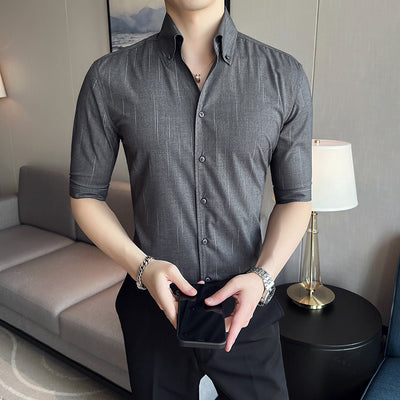 High Quality Striped Smart Casual Slim Fit Half Sleeve Men Shirt Summer New Fashion Luxury Smooth Breathable Chemise Homme M-3XL