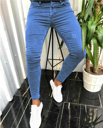 Streetwear Mens Jeans Man Black Moto Skinny Jean Male Stretch Denim Pencil Pants Pure Color Elastic Vintage Jeans Men&#39;s Clothing