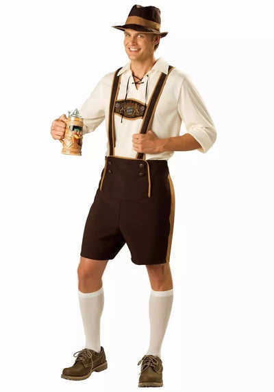 Men Oktoberfes Costumes Men Beer Festival Suit Beer Men Cos Waiter Suit Top Shorts Hat Set Halloween Cosplay Costumes