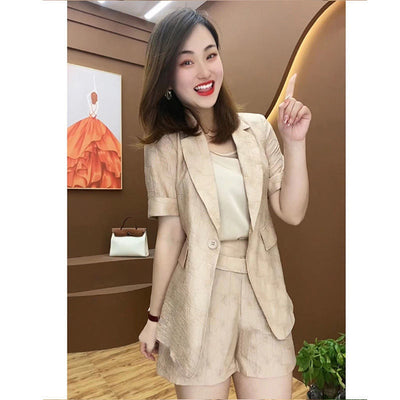 Suit temperament suit shorts two-piece women&#39;s 2022 summer new slim Korean version professional suit women&#39;s summer