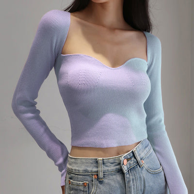 2022 Spring Summer Sweater Women Knitted Ribbed Pullover Sweater Long Sleeve Slim Jumper Soft Haut Pull Femme женские свитера