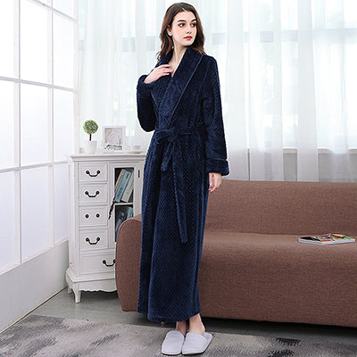 Women Men Extra Long Warm Grid Flannel Bath Robe Winter Kimono Bathrobe Luxury Thermal Dressing Gown Bridesmaid Robes Nightgown