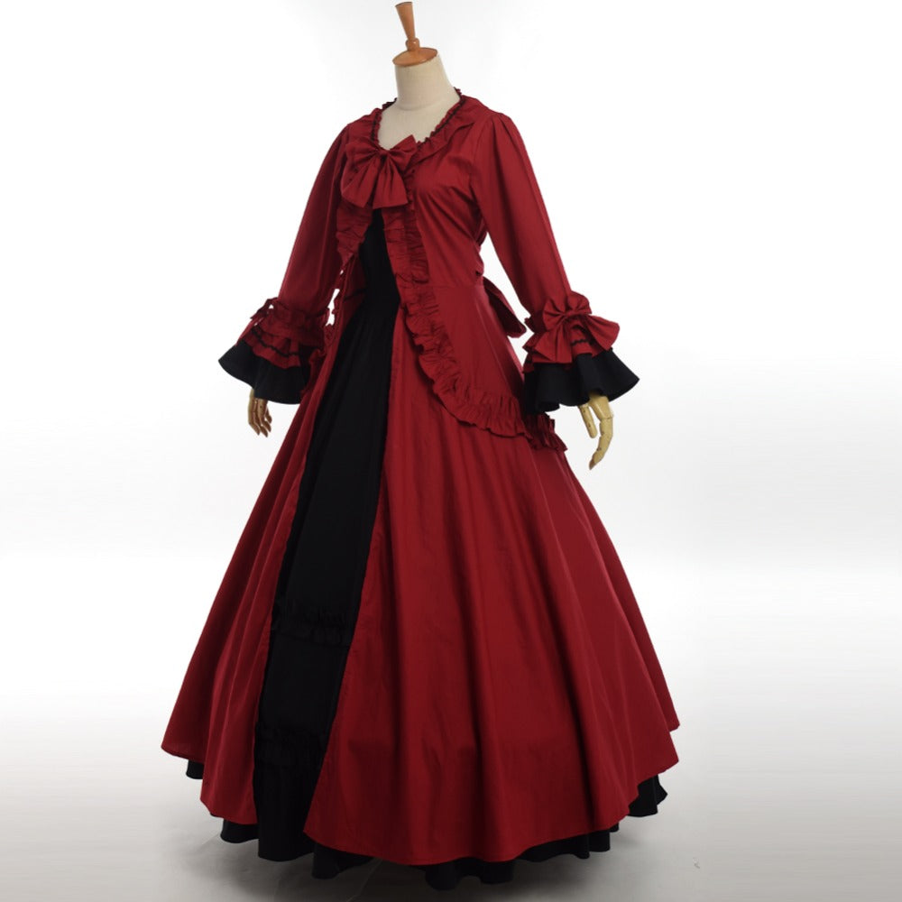 Vintage Women Lolita Dress Black White Pink Victorian Ball Gown